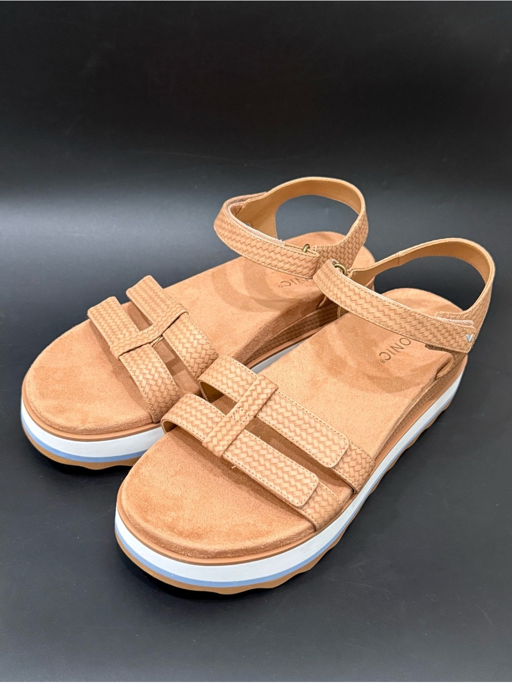 VIONIC Phoenix Lex Platform Sandals Tan Multi Strap Comfort Ortho Sandals Size 9